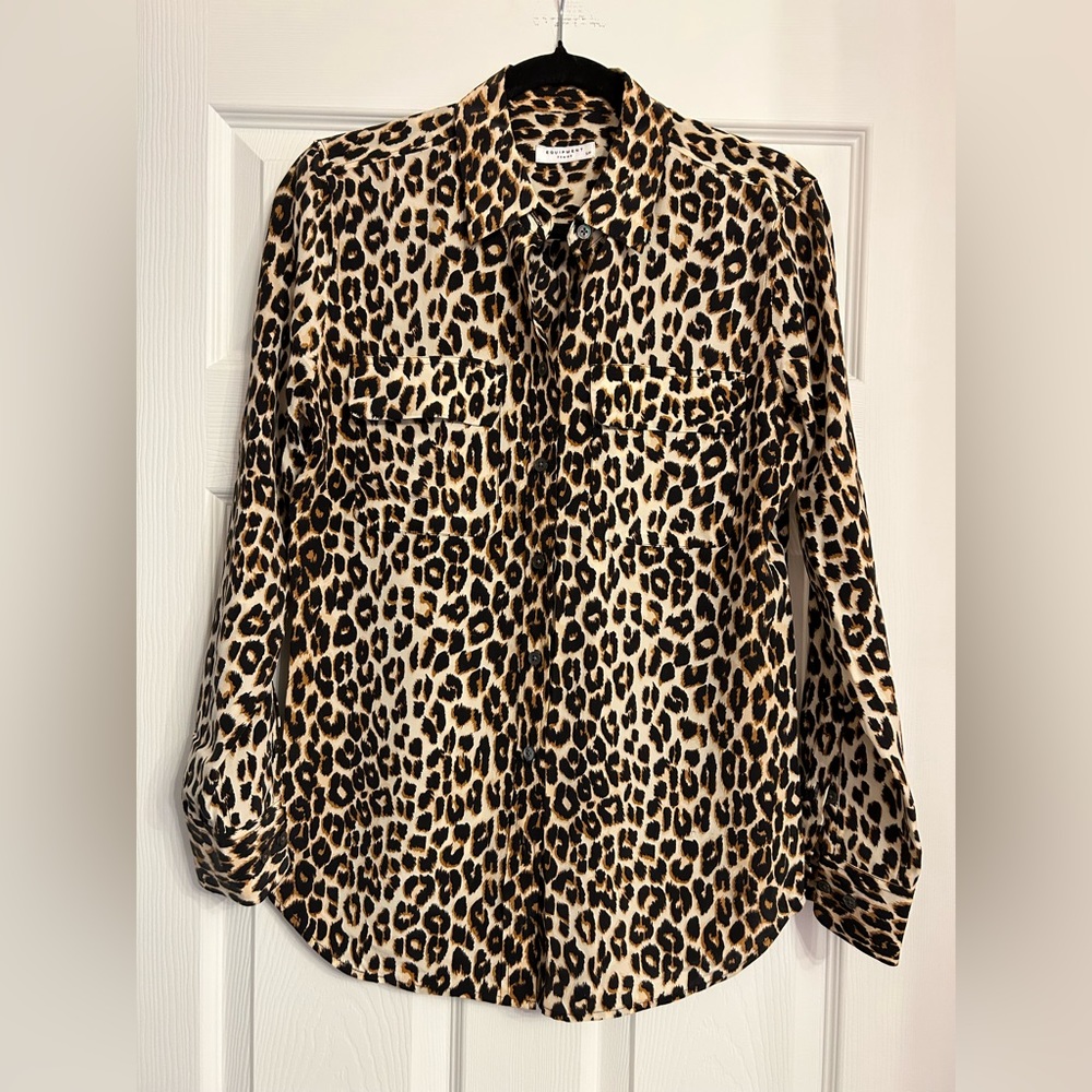 Equipment Slim Fit Signature Leopard Print Silk Blouse - Current Season